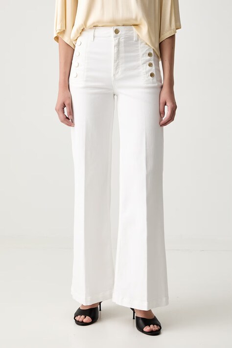 ViCOLO jeansy wide leg damskie białe DAB5169