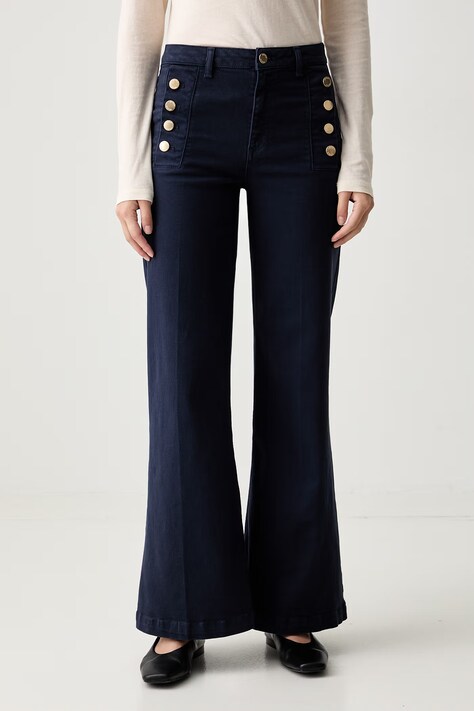 ViCOLO jeansy wide leg damskie niebieskie DAB5169