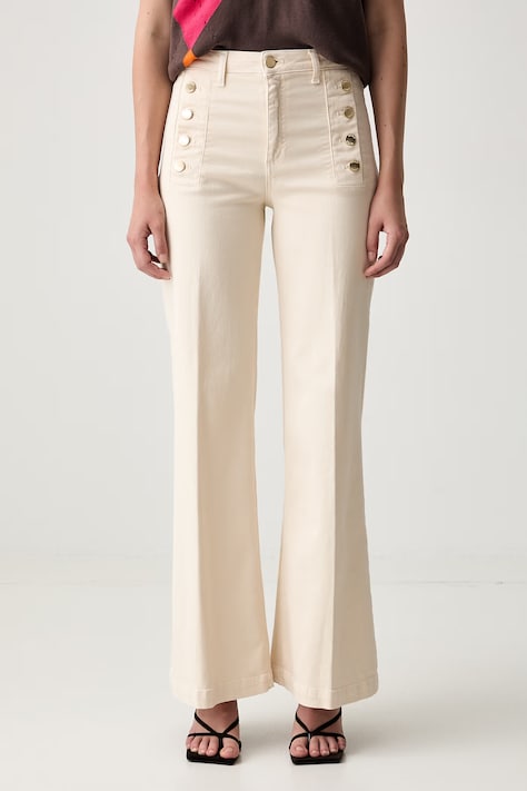 ViCOLO jeansy wide leg damskie beżowe DAB5169