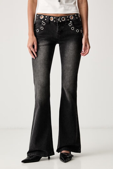 The Ragged Priest jeansy flare damskie czarne RPSS261028DN