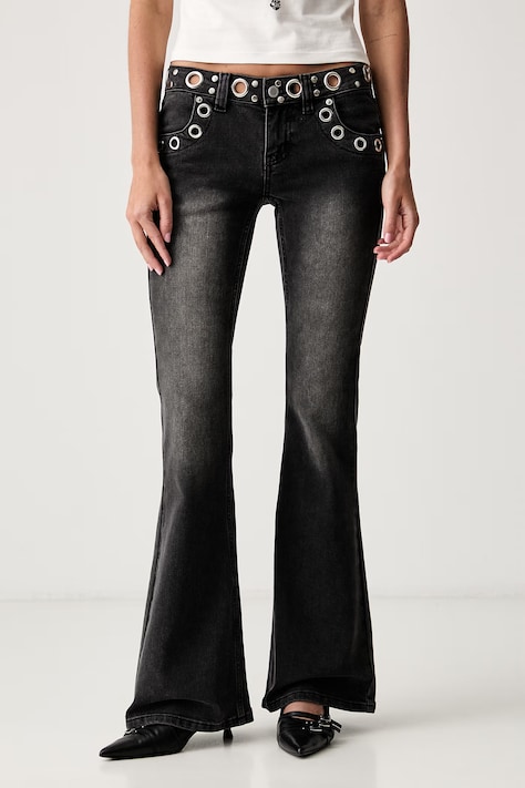 The Ragged Priest jeansy flare damskie czarne RPSS261028DN
