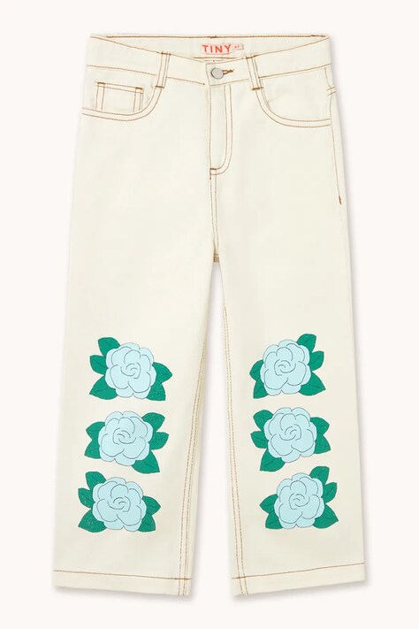 Tinycottons джинси дитячі BLUE FLOWER PRINT DENIM JEANS — SS26-SJG017, білий — фото 2