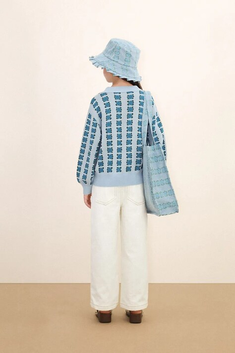 Tinycottons джинси дитячі BLUE FLOWER PRINT DENIM JEANS — SS26-SJG017, білий — фото 7