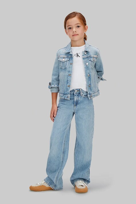 Calvin Klein Jeans blugi wide leg pentru copii albaștri LVCKSJC02G