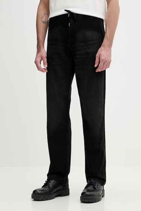 Guess Jeans spodnie joggery męskie jeansowe czarne regular waist M6GA0I D8003