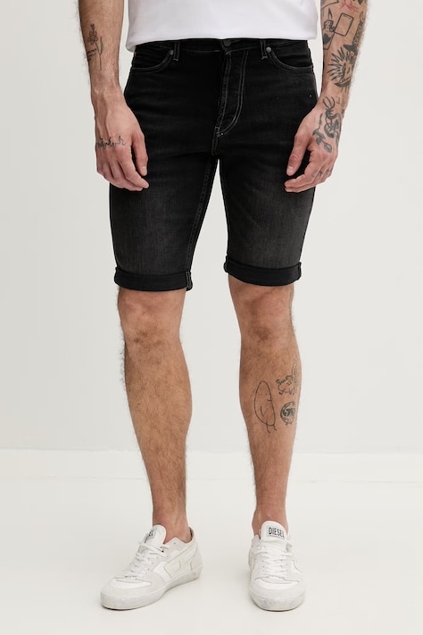 HUGO szorty męskie jeansowe HUGO 634/S czarne high waist 50561639