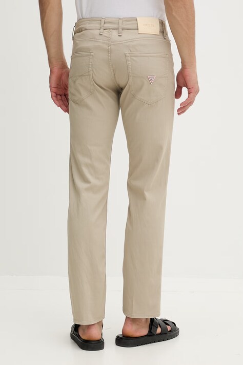 Guess spodnie slim fit męskie z bawełną ANGELS beżowe low waist M6GAN2 W1698