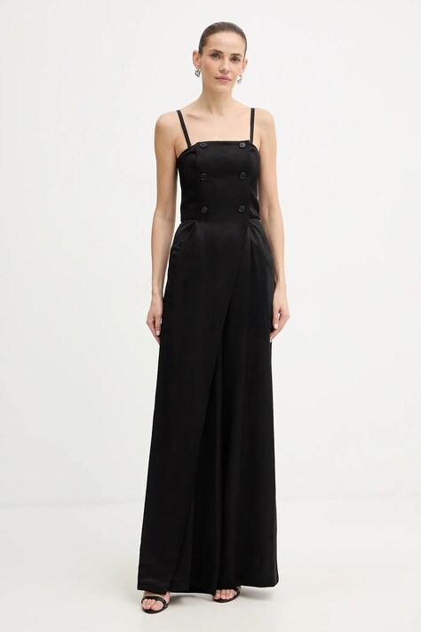 Комбінезон з додаванням льону Karl Lagerfeld TAILORED JUMPSUIT — SS26-SKD00A, чорний — фото 2
