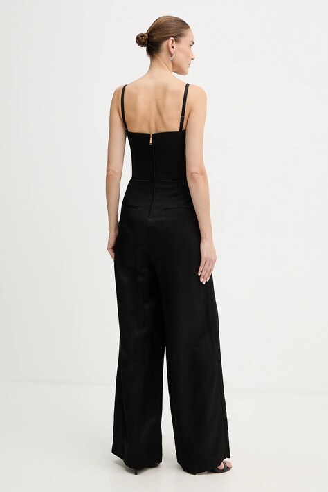 Комбінезон з додаванням льону Karl Lagerfeld TAILORED JUMPSUIT — SS26-SKD00A, чорний — фото 3