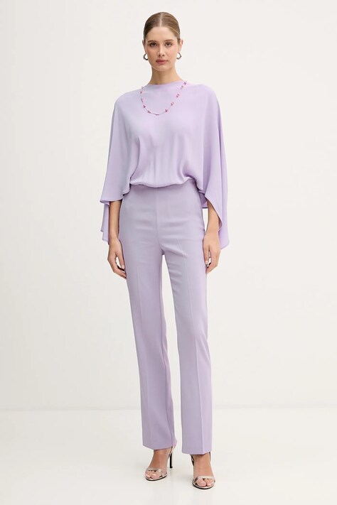 Pinko kombinezon kolor fioletowy z dekoltem okrągłym 106641 A35J