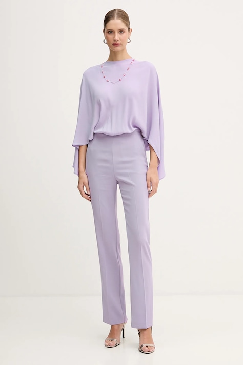 Pinko kombinezon kolor fioletowy z dekoltem okrągłym 106641 A35J