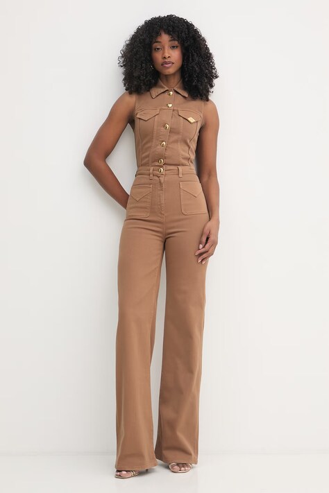 Elisabetta Franchi kombinezon damski bawełniany brązowy TJ45N61E2