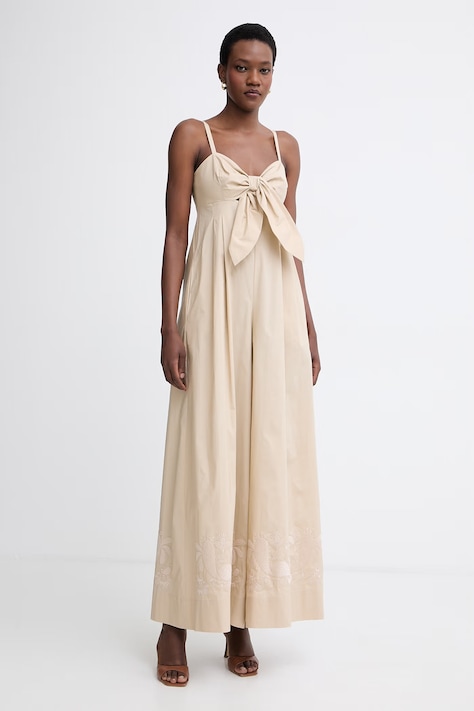 Twinset kombinezon ženski bombažni z elastanom bež 261AT2044