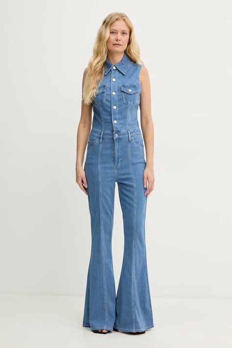 Guess kombinezon damski z wiskozy HARLO niebieski W6GK74 D0874