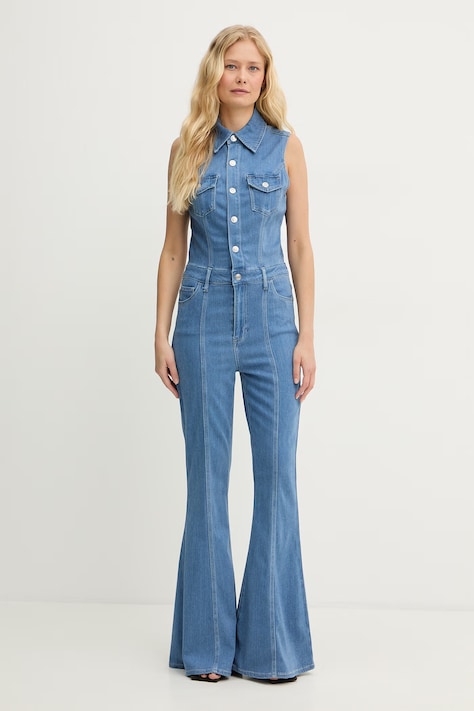 Guess kombinezon damski z wiskozy HARLO niebieski W6GK74 D0874