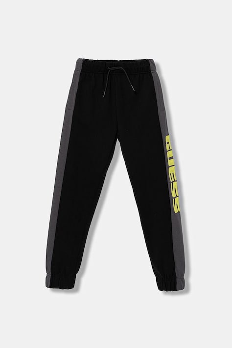 Guess spodnie dresowe bawełniane dziecięce kolor czarny z nadrukiem L6RB01 KA6R4