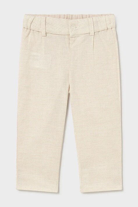 Mayoral spodnie z domieszką lnu dziecięce kolor beżowy gładkie 1517