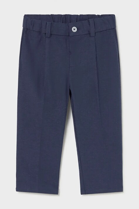 Mayoral spodnie z domieszką lnu dziecięce kolor granatowy gładkie 1517