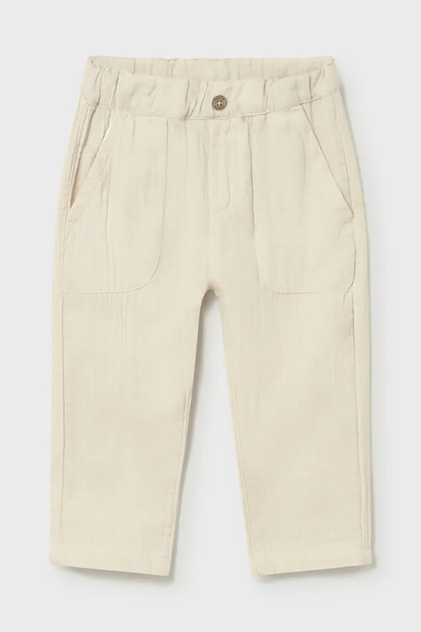 Mayoral spodnie bawełniane niemowlęce kolor beżowy gładkie 1521