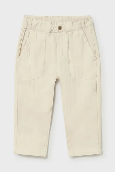 Mayoral spodnie bawełniane niemowlęce kolor beżowy gładkie 1521