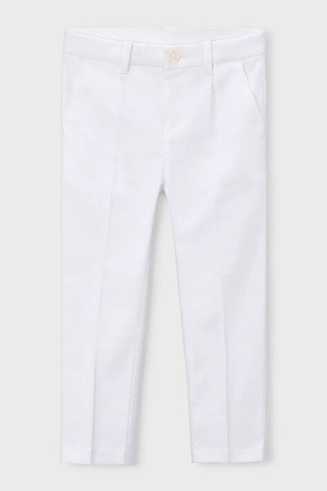 Mayoral spodnie z domieszką lnu dziecięce kolor biały gładkie 3574