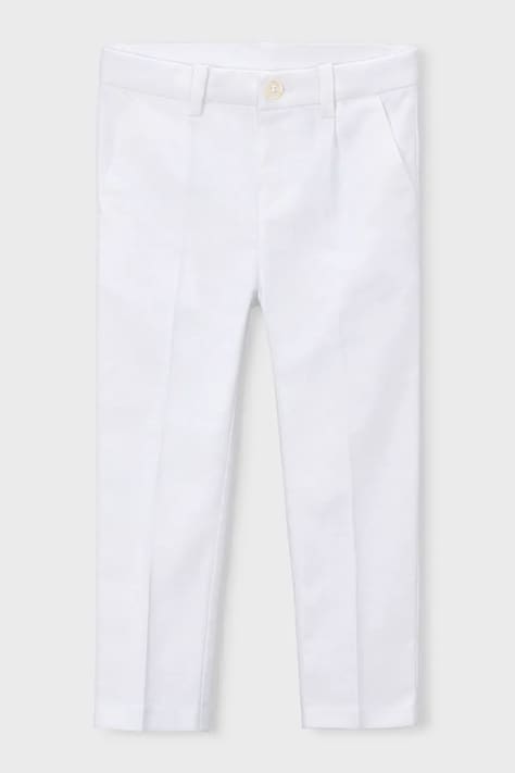 Mayoral spodnie z domieszką lnu dziecięce kolor biały gładkie 3574