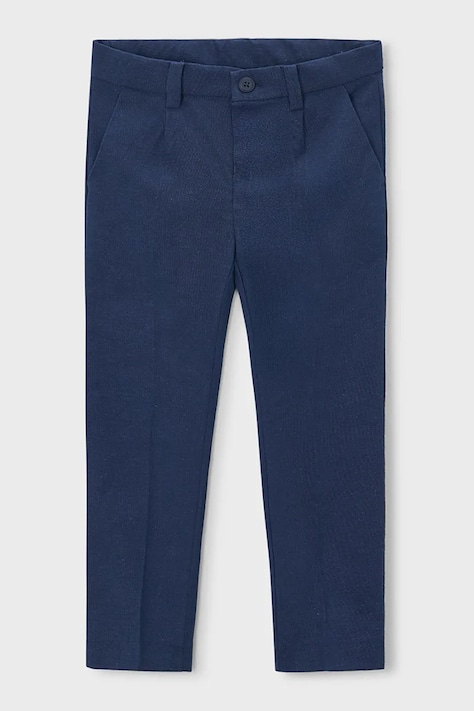 Mayoral pantaloni cu amestec de in pentru copii culoarea bleumarin, uni, 3574