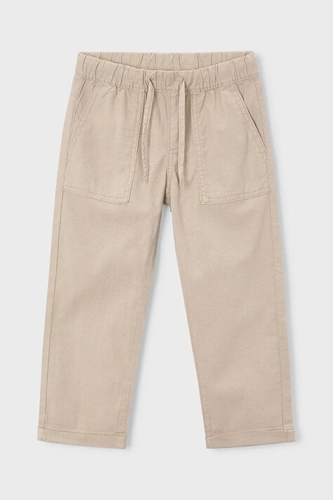 Mayoral spodnie z dodatkiem lnu dziecięce kolor zielony gładkie 3575