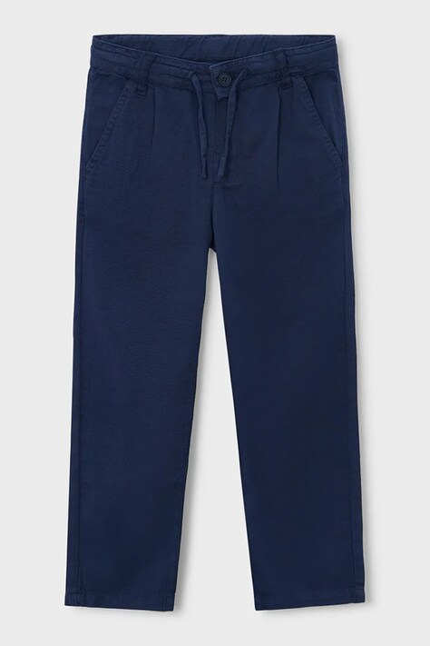 Mayoral spodnie dziecięce z dodatkiem lnu kolor granatowy gładkie 3576