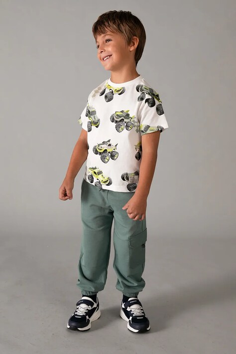 Mayoral spodnie dresowe dziecięce kolor zielony gładkie 3582