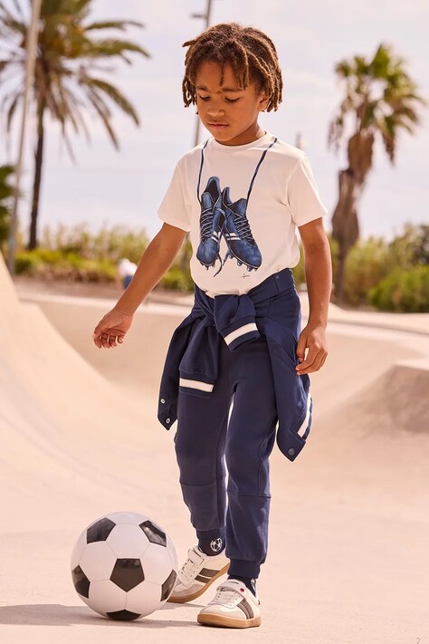 Mayoral spodnie dresowe dziecięce kolor granatowy gładkie 3583