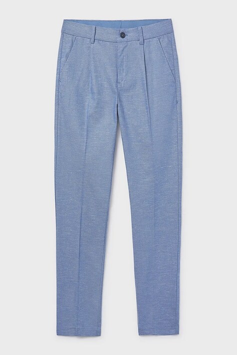 Mayoral spodnie z domieszką lnu dziecięce kolor niebieski gładkie 6562