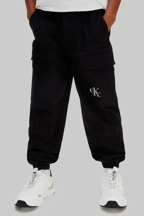 Calvin Klein Jeans spodnie dresowe dziecięce bawełniane czarne regular waist LVCKSJC33B