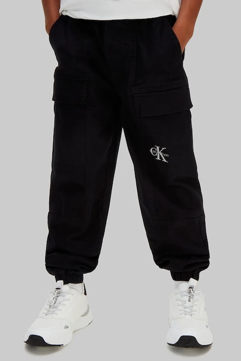 Calvin Klein Jeans spodnie dresowe dziecięce bawełniane czarne regular waist LVCKSJC33B