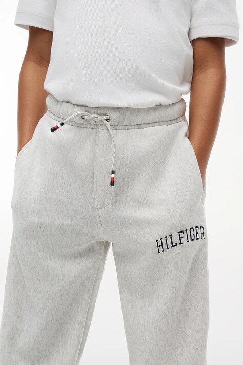 Tommy Hilfiger spodnie joggery dziecięce z bawełną szare KB0KB10254