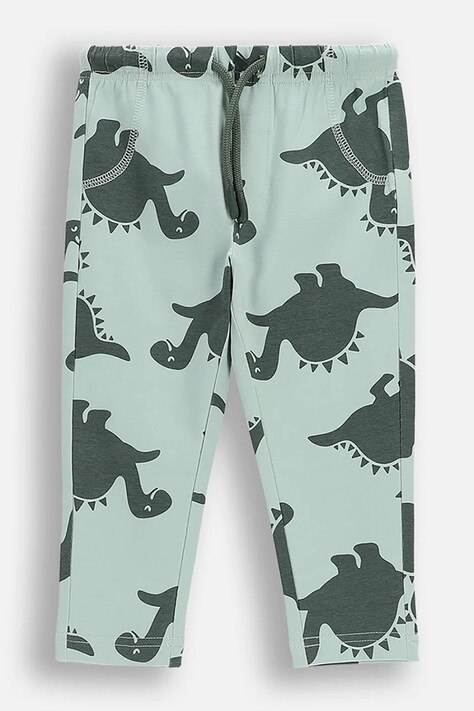 Coccodrillo spodnie dresowe bawełniane niemowlęce kolor turkusowy wzorzyste HEY LET S PLAY BOY NEWBORN