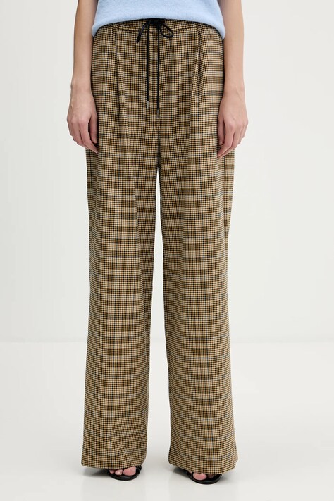 Gestuz spodnie damskie kolor zielony proste high waist 10910892