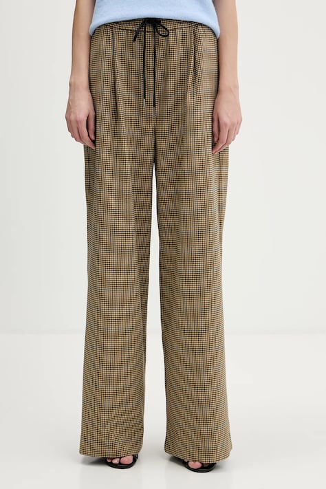 Gestuz spodnie damskie kolor zielony proste high waist 10910892