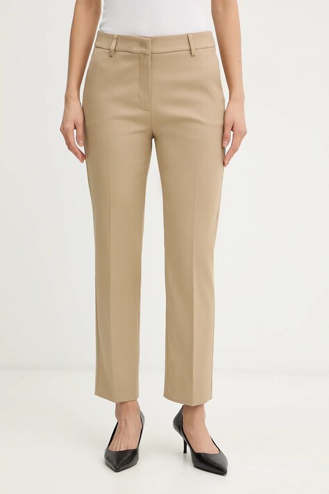 Weekend Max Mara spodnie VITE damskie kolor beżowy fason cygaretki high waist 2615131031600
