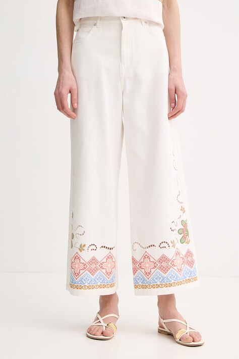 Weekend Max Mara jeansy wide leg damskie ADUNCO beżowe 2615131012600