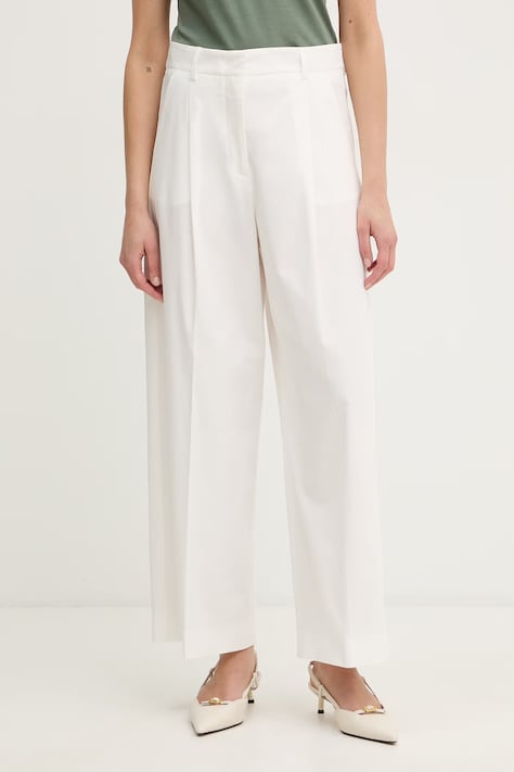 Weekend Max Mara spodnie damskie bawełniane z elastanem BELLICO białe high waist 2615131072600