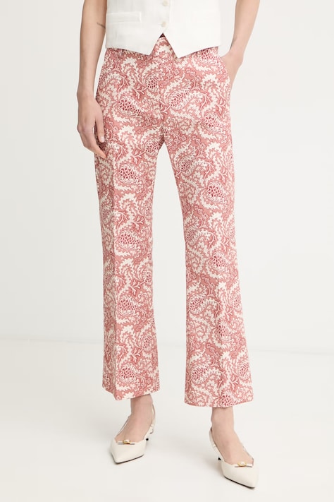 Weekend Max Mara spodnie damskie bawełniane z elastanem ONDE różowe 2615131162600