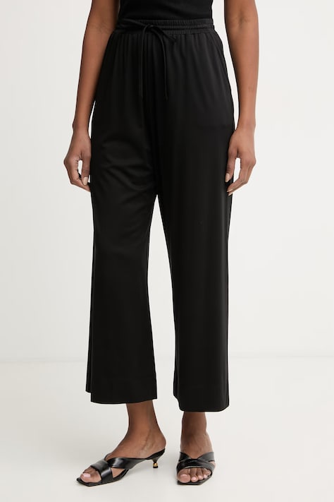 Weekend Max Mara hlače za žene s lanom MODICO crne 2615781012600