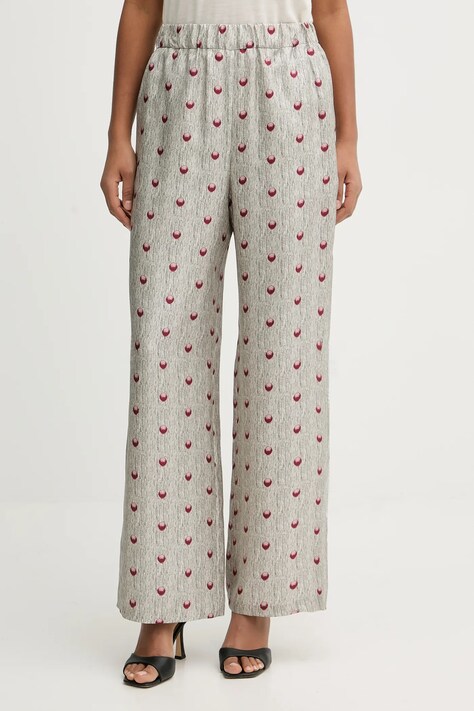 MM spodnie jedwabne PIOVRA damskie kolor szary szerokie high waist 2616131057600