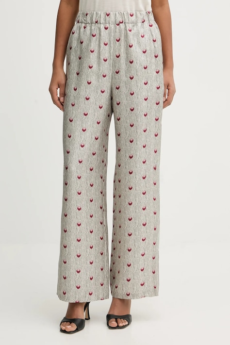 MM spodnie jedwabne PIOVRA damskie kolor szary szerokie high waist 2616131057600