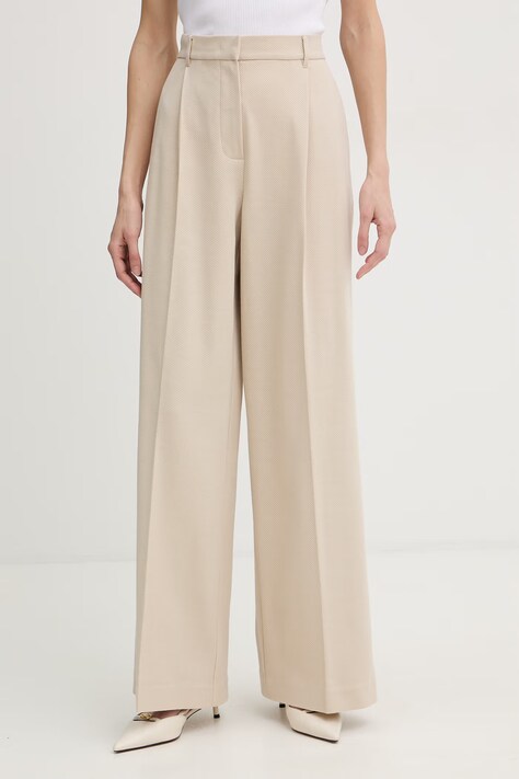 MM by Max Mara spodnie damskie bawełniane PANNO beżowe high waist 2616781117600