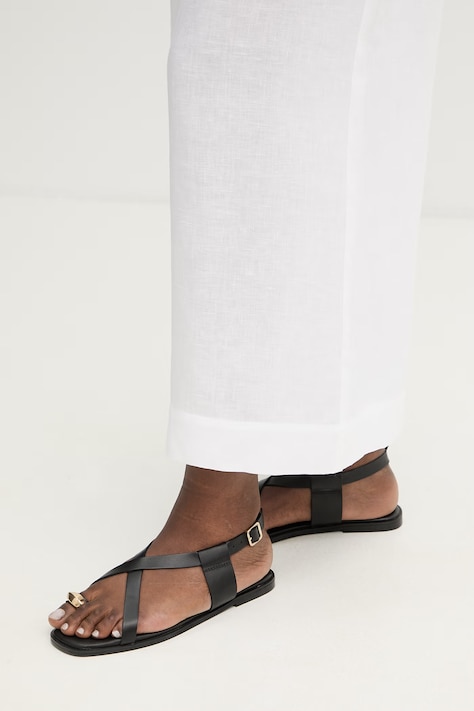 Lanene hlače MM by Max Mara CANNETI bela barva, 2616131028600