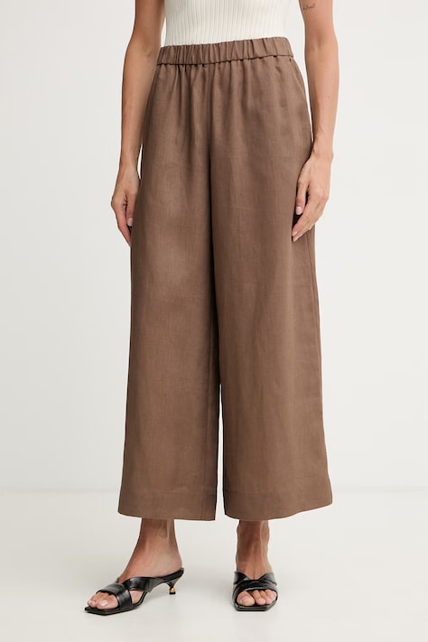 MM by Max Mara pantaloni de damă din in CANNETI maro high waist 2616131028600