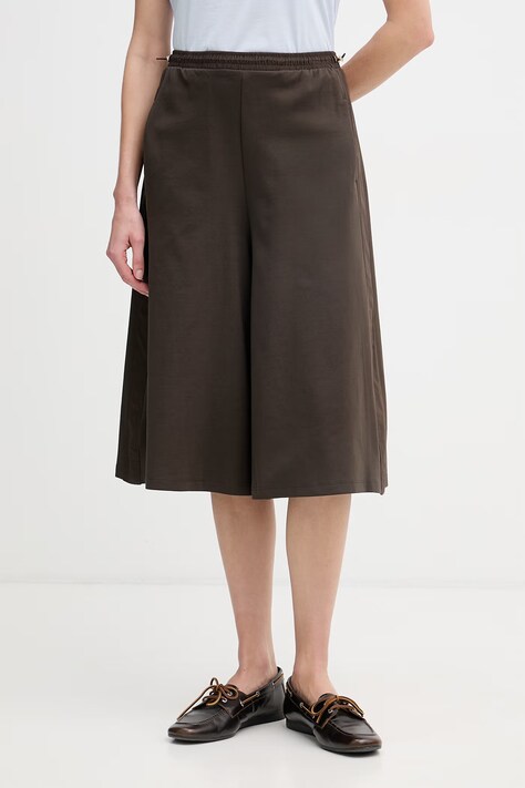 MM by Max Mara bermudy damskie z bawełną PIOMBO brązowe high waist 2616781018600