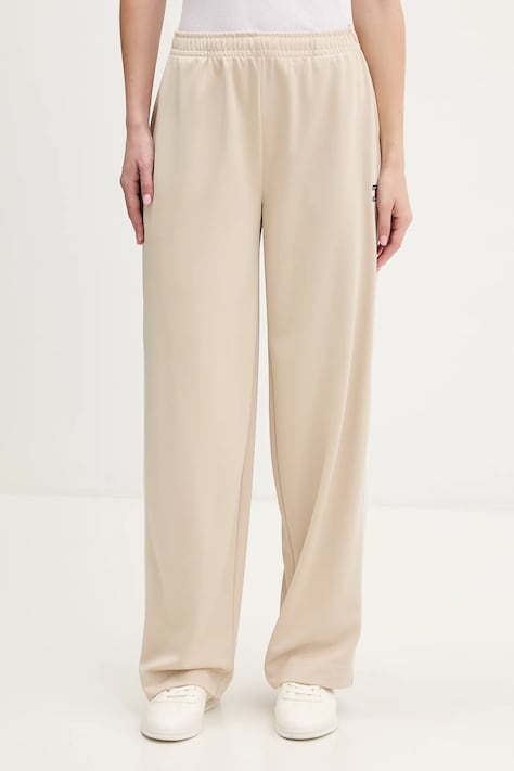 Tommy Jeans spodnie dresowe damskie kolor beżowy gładkie DW0DW22633